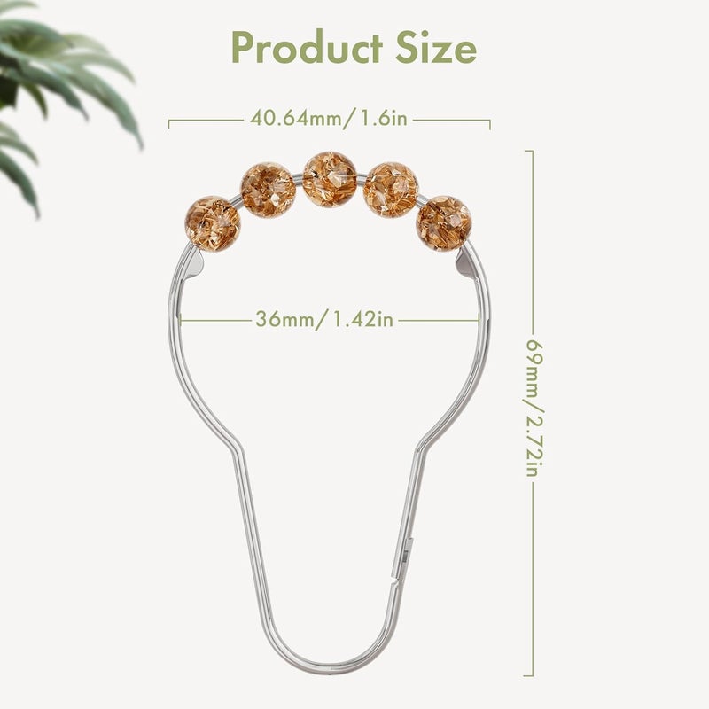 Amazer Shower Curtain Hooks, Decorative Shower Curtain Hooks, Amber Shower Curtain Rings Rustproof Stainless Steel Shower Hooks for Shower Curtain Liner Shower Rod Hook 12pcs - Image 3