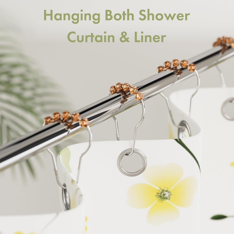 Amazer Shower Curtain Hooks, Decorative Shower Curtain Hooks, Amber Shower Curtain Rings Rustproof Stainless Steel Shower Hooks for Shower Curtain Liner Shower Rod Hook 12pcs - Image 2