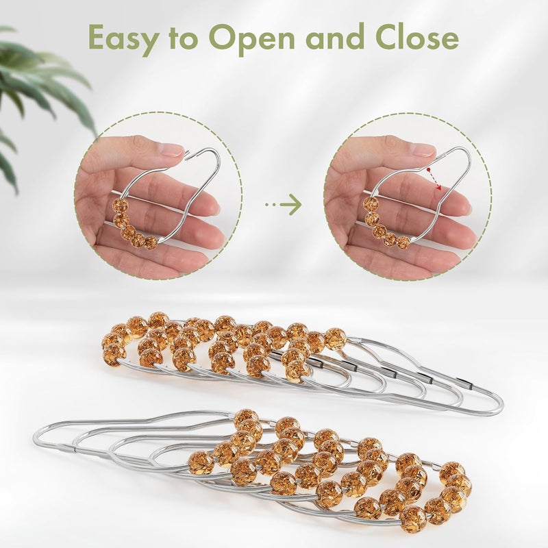 Amazer Shower Curtain Hooks, Decorative Shower Curtain Hooks, Amber Shower Curtain Rings Rustproof Stainless Steel Shower Hooks for Shower Curtain Liner Shower Rod Hook 12pcs - Image 5