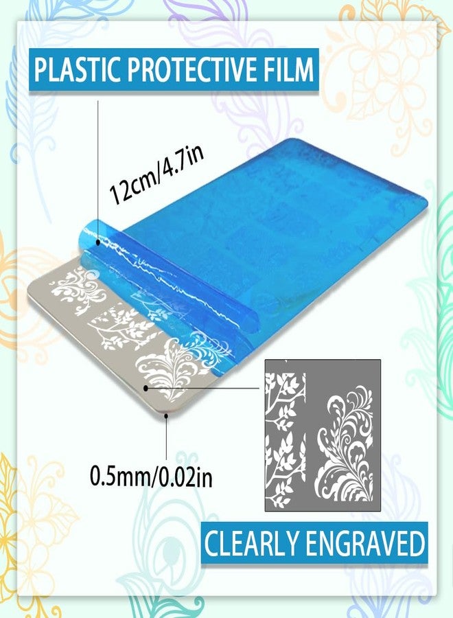 PH PandaHall 3pcs Feather Nail Stamp Plates, 55 Patterns Feather Flower Butterfly Nail Stamper Plant Nail Art Stencils Stainless Steel Nail Image Plates for Nail Art Design Manicure Salon - Image 3