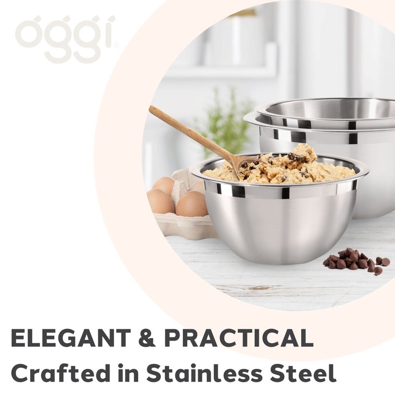 Oggi 8-Quart Two-Tone Stainless Steel Mixing Bowl  Great For Mixing  Making Dough  Dressing Salads  Mixing Eggs  Washing Vegetables - Image 4