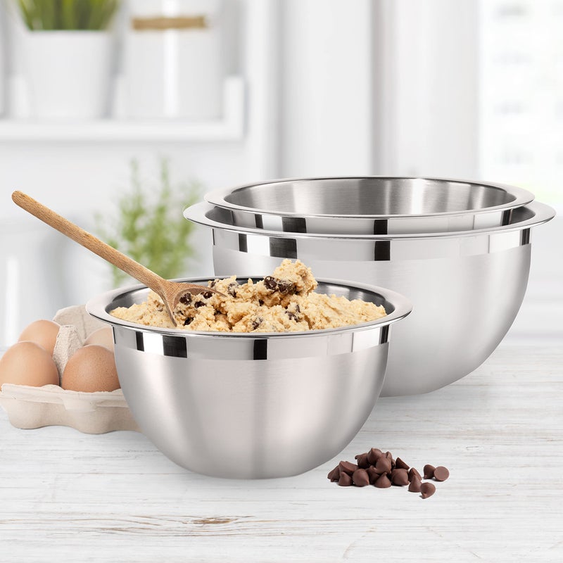 Oggi 8-Quart Two-Tone Stainless Steel Mixing Bowl  Great For Mixing  Making Dough  Dressing Salads  Mixing Eggs  Washing Vegetables - Image 3