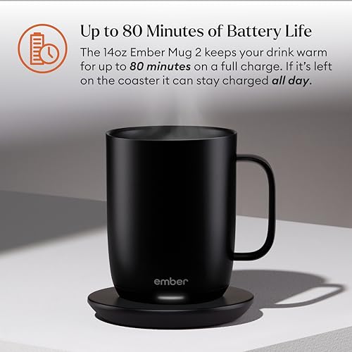 Ember Temperature Control Smart Mug 2, 14 Oz, App-Controlled Heated Coffee Mug with 80 Min Battery Life and Improved Design, Black - Image 3