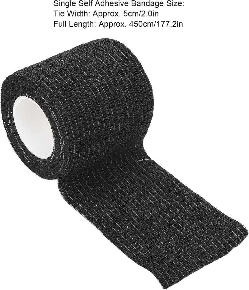 klarako Self Adhesive Bandage Wrap, Wrist and Ankle Wrap Tape, 10Pcs Self Adhesive Bandage Wrap Multifunction Disposable Shockproof Anti Slip Tattoo Handle Strap(Black) - Image 5