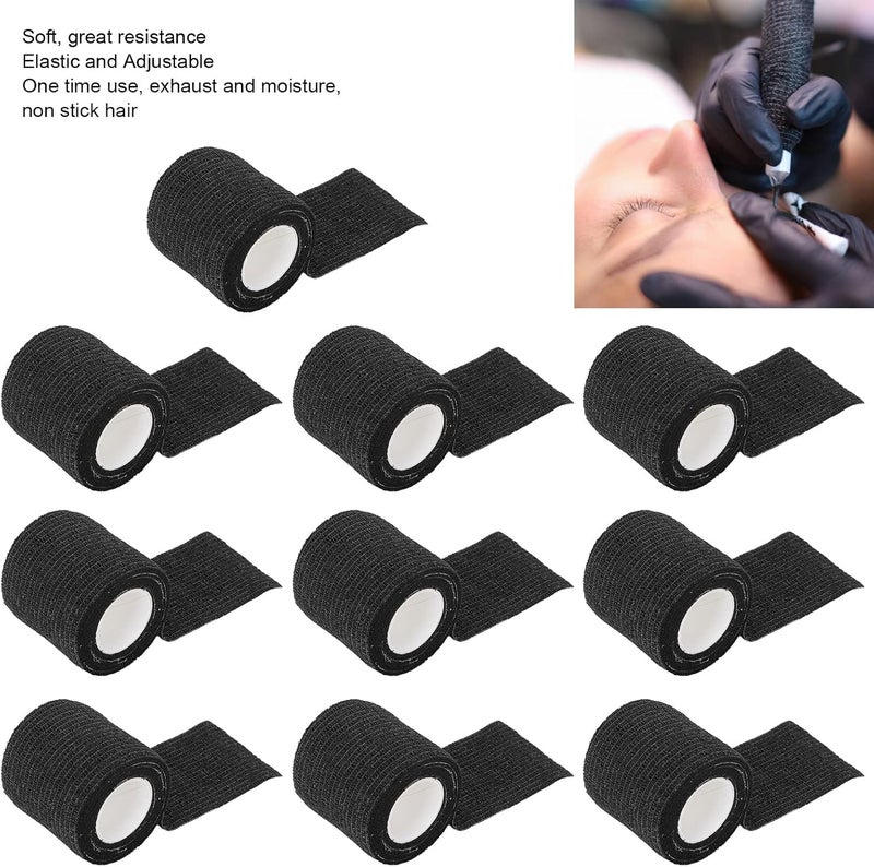 klarako Self Adhesive Bandage Wrap, Wrist and Ankle Wrap Tape, 10Pcs Self Adhesive Bandage Wrap Multifunction Disposable Shockproof Anti Slip Tattoo Handle Strap(Black) - Image 2