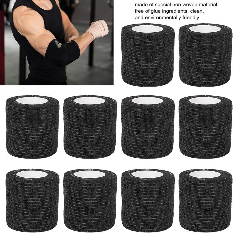 klarako Self Adhesive Bandage Wrap, Wrist and Ankle Wrap Tape, 10Pcs Self Adhesive Bandage Wrap Multifunction Disposable Shockproof Anti Slip Tattoo Handle Strap(Black) - Image 4