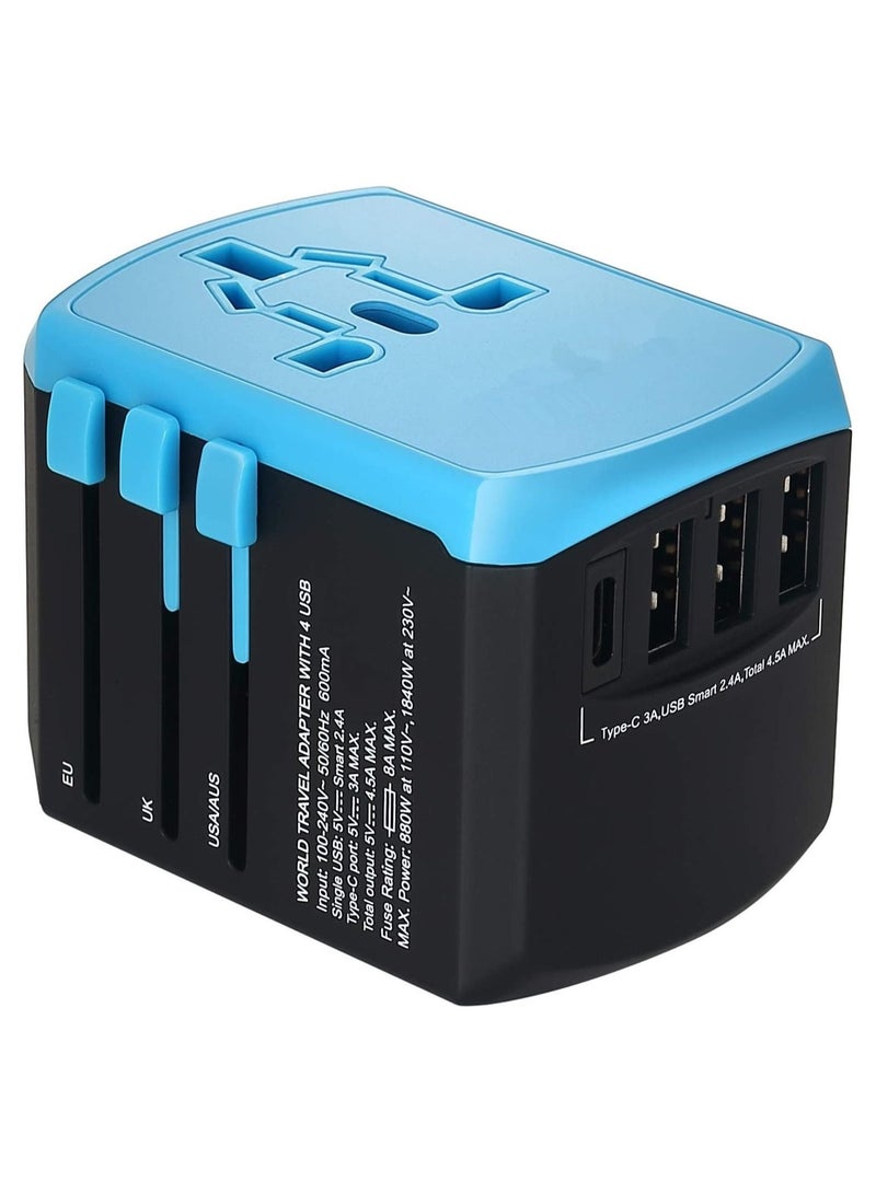 Universal USB Travel Power Adapter with 3 USB Ports and Type-C - Image 1