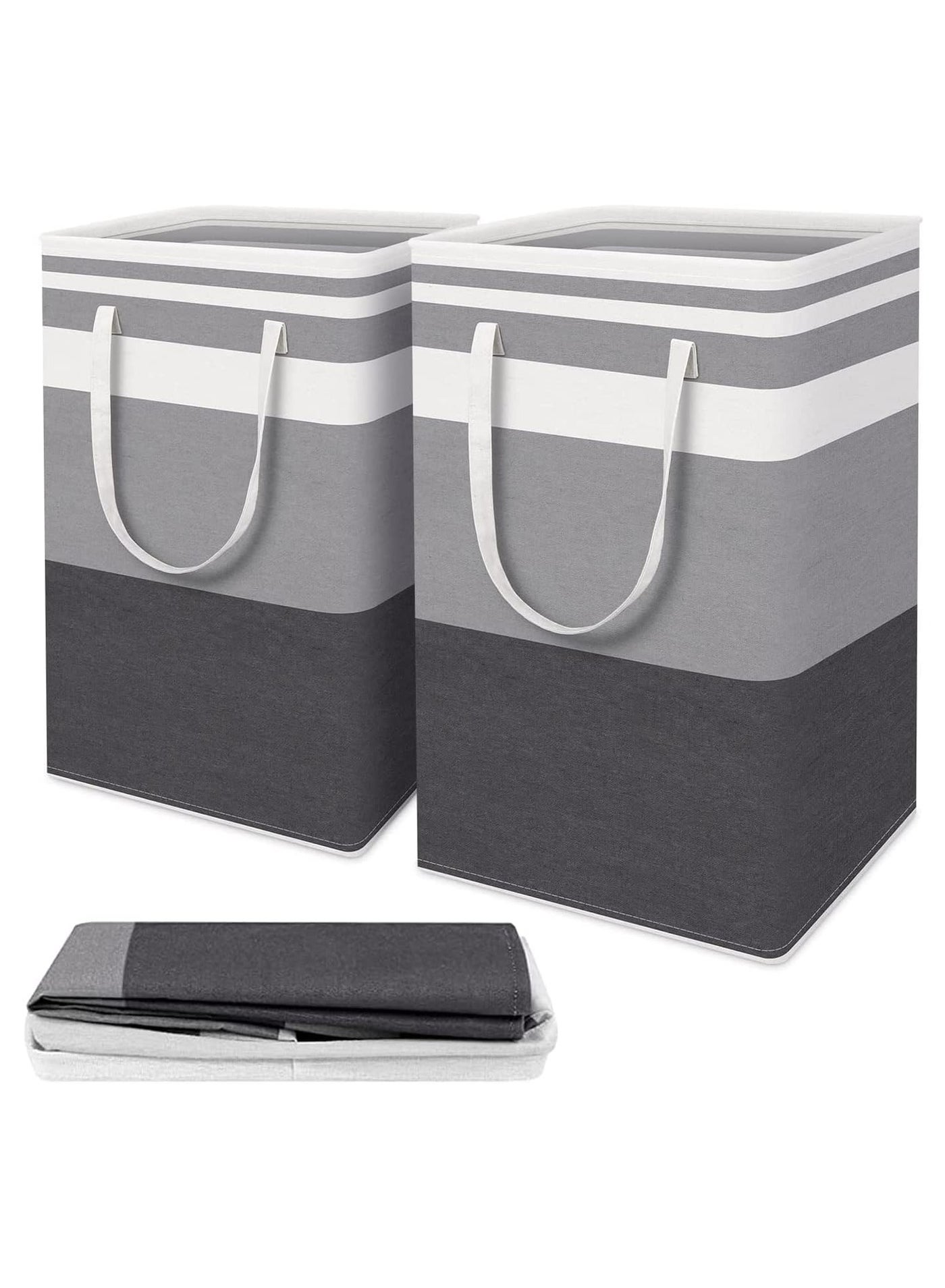 Large Laundry Basket, 2 Pack Collapsible Laundry Bag with Extended Handles, Waterproof Laundry Hamper, Freestanding Laundry Hamper, for Clothes Toys in the Dorm and Family(Gradient Grey, 75L)