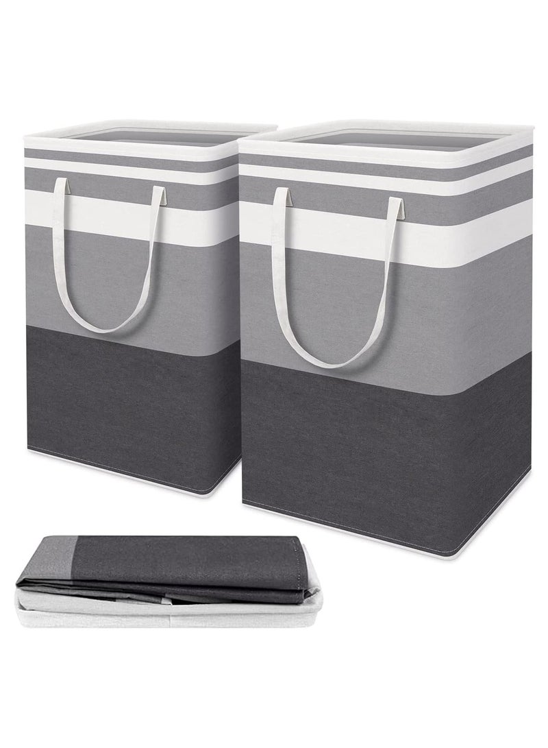 Large Laundry Basket, 2 Pack Collapsible Laundry Bag with Extended Handles, Waterproof Laundry Hamper, Freestanding Laundry Hamper, for Clothes Toys in the Dorm and Family(Gradient Grey, 75L) - Image 1