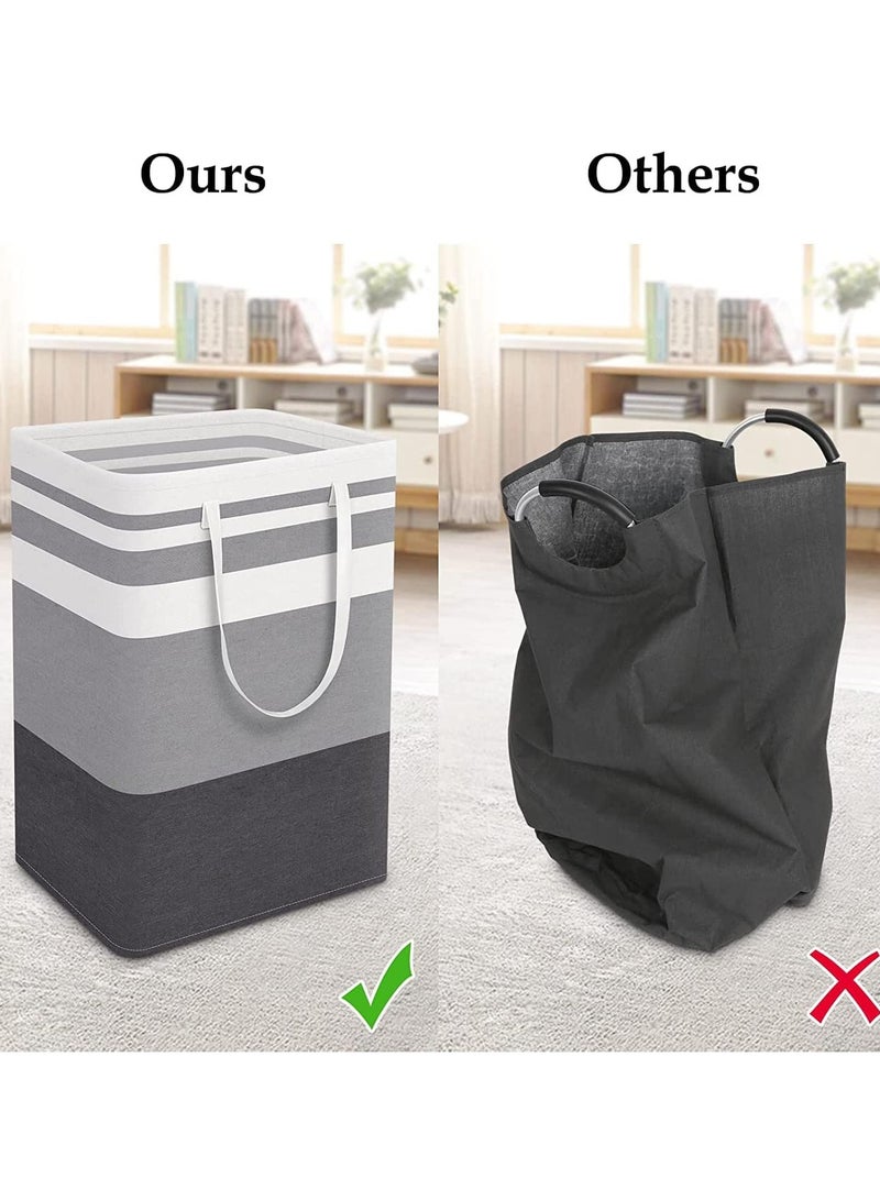 Large Laundry Basket, 2 Pack Collapsible Laundry Bag with Extended Handles, Waterproof Laundry Hamper, Freestanding Laundry Hamper, for Clothes Toys in the Dorm and Family(Gradient Grey, 75L) - Image 5