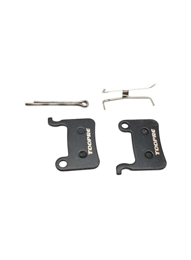TOOPRE TP-01d Disc Brake Pads for E-Bike, Electric Scooter & MTB – Resin Metallic Compound, Quiet Low Noise, Durable All-Weather Performance with Spring & Pin (Black, 2PCS) - Image 1