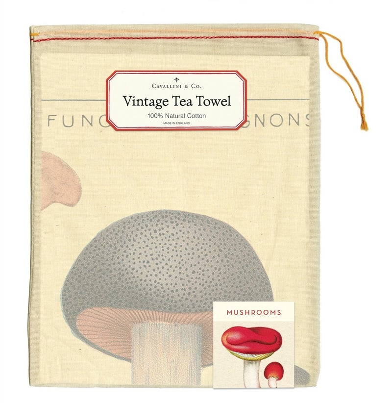 CAVANILLI & CO. Cavallini Papers TT/MUSH Mushroom Vintage Mushrooms Cotton Tea Towel - Image 2