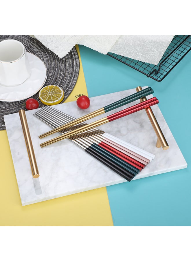 304 Stainless Steel Chopsticks Creative Color Japanese And Korean Household Chopsticks Hotel Public Square Piano Paint Chopsticks-Color:silver Full Body 21CM  - Image 3