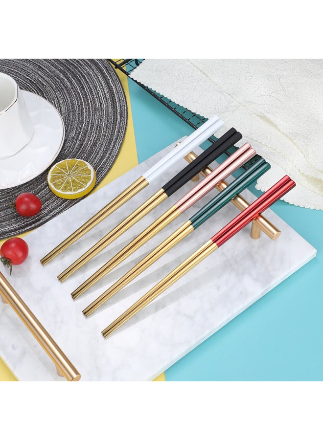 304 Stainless Steel Chopsticks Creative Color Japanese And Korean Household Chopsticks Hotel Public Square Piano Paint Chopsticks-Color:silver Full Body 21CM  - Image 2