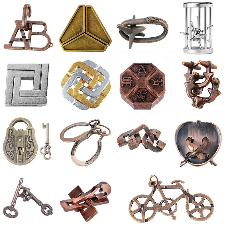 Zinc Alloy Intelligence Unlocking Set Nine-Chain Intelligence Buckle Kongming Lock Trembling Magic Puzzle Gold - Image 5