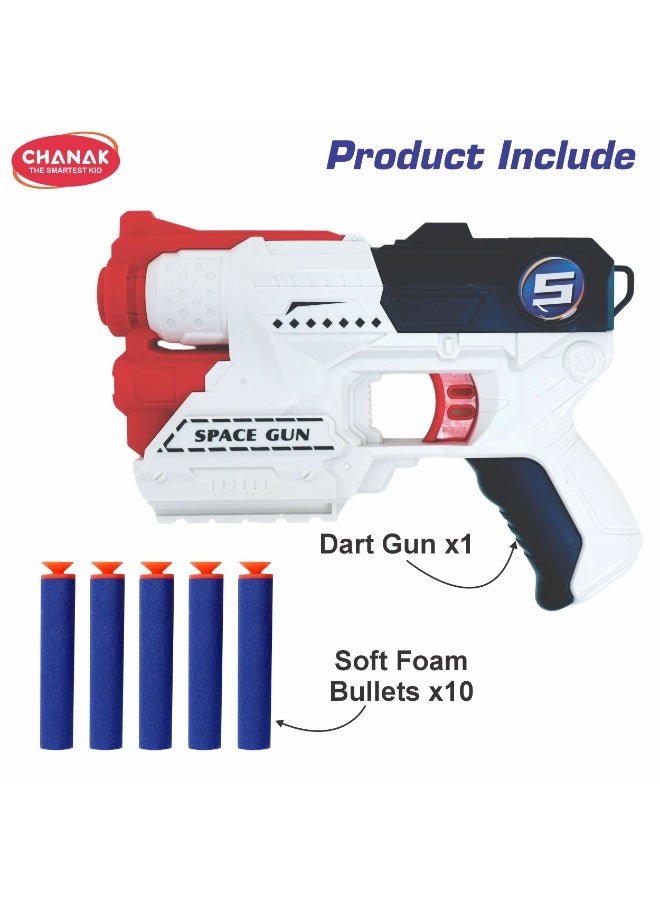 Chanak Powe Shoot 2 In 1 Space Gun Toy Blaster With 5 Soft Foam Bullets Safe Kids Shooting Toy Gun Manual Loading Foam Dart Blaster For Boys & Girls - Image 3
