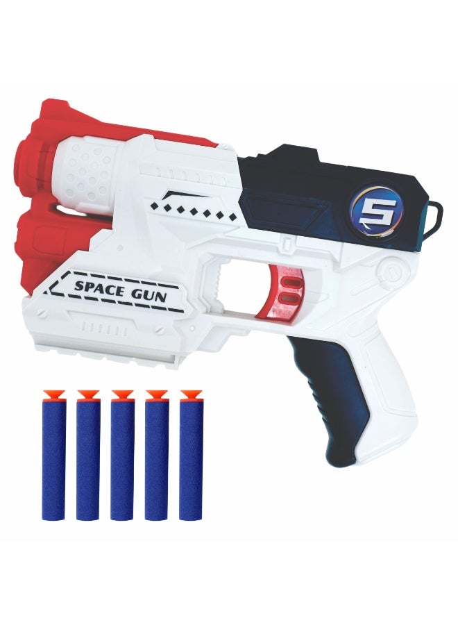 Chanak Powe Shoot 2 In 1 Space Gun Toy Blaster With 5 Soft Foam Bullets Safe Kids Shooting Toy Gun Manual Loading Foam Dart Blaster For Boys & Girls - Image 1