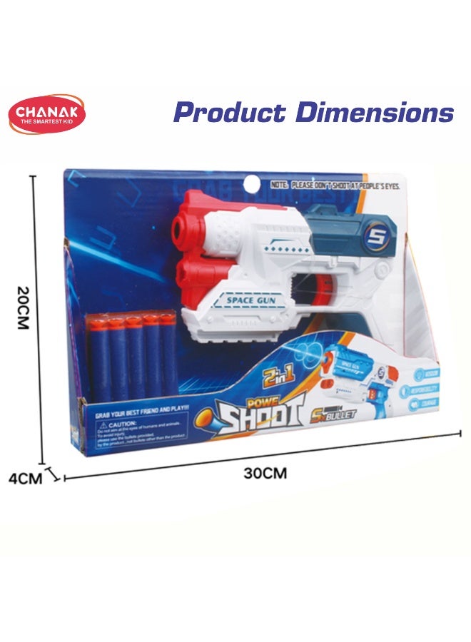Chanak Powe Shoot 2 In 1 Space Gun Toy Blaster With 5 Soft Foam Bullets Safe Kids Shooting Toy Gun Manual Loading Foam Dart Blaster For Boys & Girls - Image 2