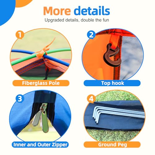 NARMAY® Play Tent Summer Camping Dome Tent for Kids Indoor/Outdoor Fun - 60 x 60 x 44 inch - Image 5