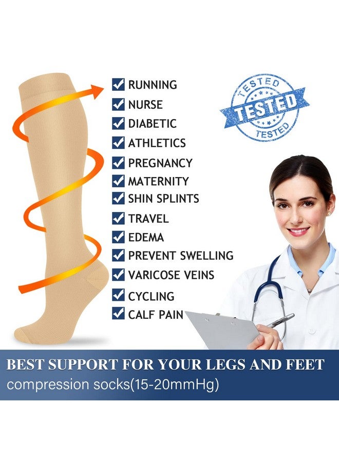 SOOVERKI Compression Socks for Women and Men Circulation (3 Pairs) - Best for Nursing,Running,Travel Knee High Socks - Image 4