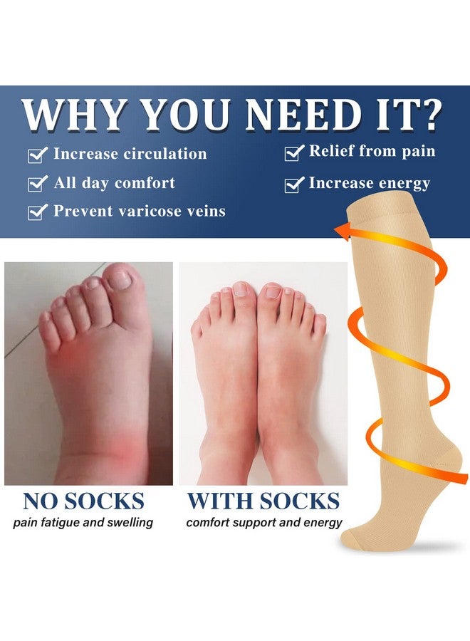 SOOVERKI Compression Socks for Women and Men Circulation (3 Pairs) - Best for Nursing,Running,Travel Knee High Socks - Image 1