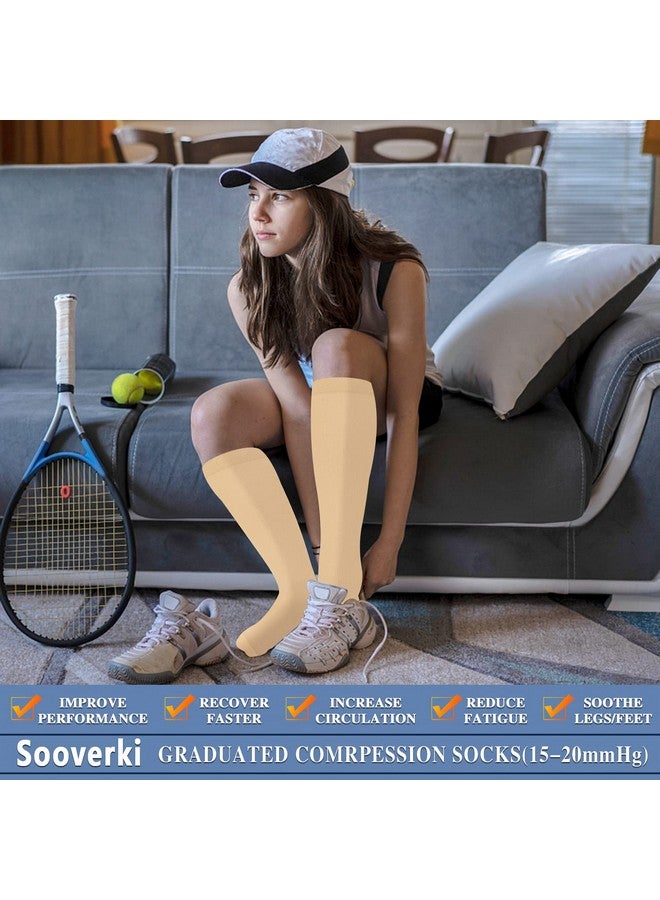 SOOVERKI Compression Socks for Women and Men Circulation (3 Pairs) - Best for Nursing,Running,Travel Knee High Socks - Image 2
