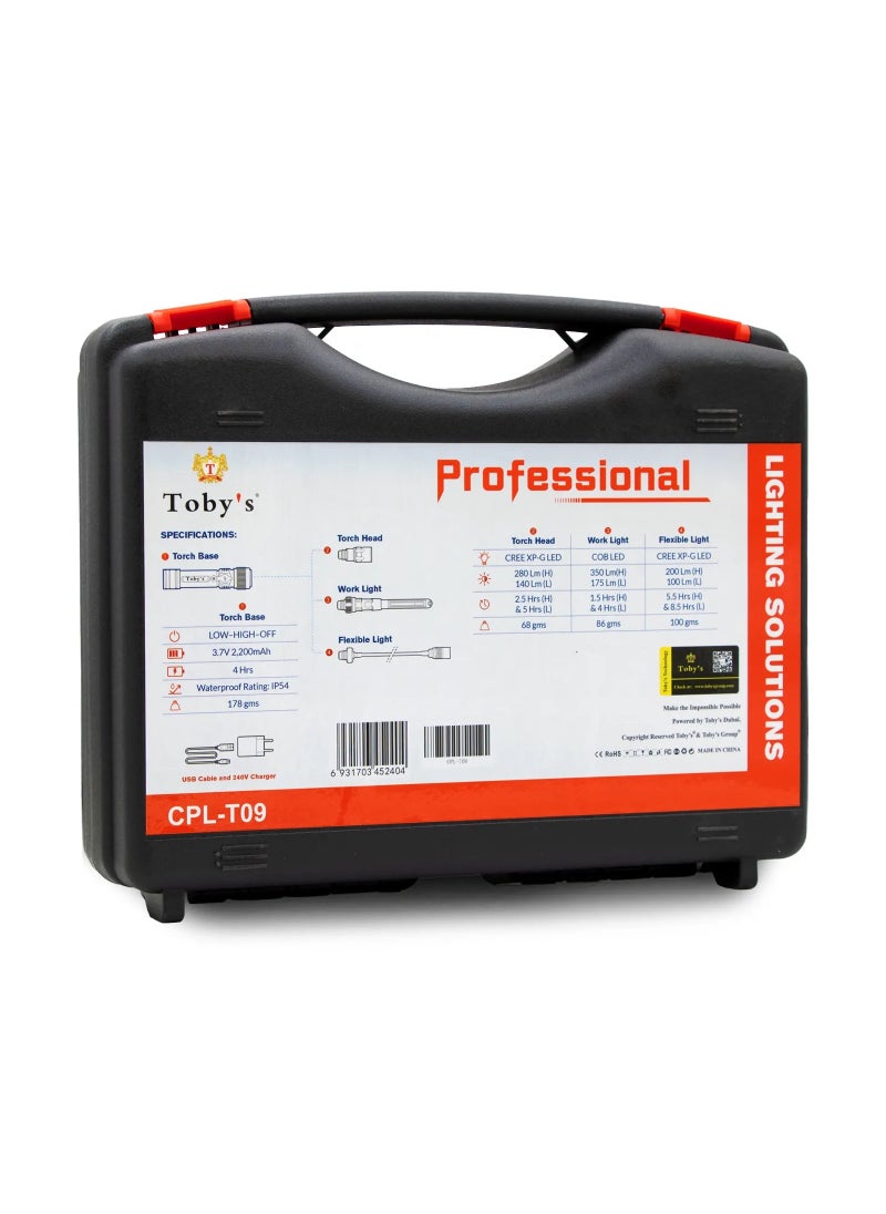 Toby's - Toby's CPL-T09 3in1 Quick Connect Rechargeable Led Work Light Kit with Magnetic Base, LED Flashlight with Flexible Light and Slim Bar Light,4000 mAH Battery - Image 1