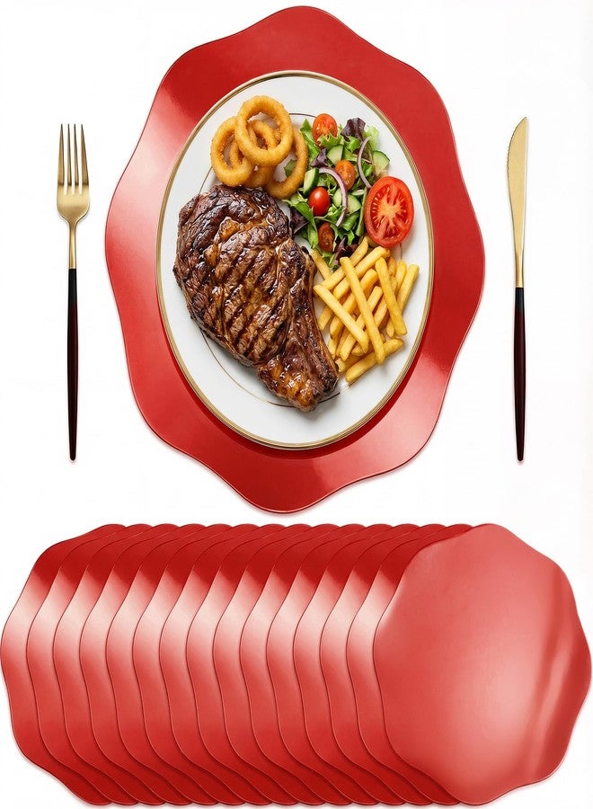 GOH DODD 100 PCS Disposable Paper Placemats, GOH DODD 13" Thicken Mirrored Charger Plates Table Decoration Place Mats for Dinning Kitchen Bridal Shower Baby Shower Banquet Birthday Party Wedding, Round, Red - Image 1