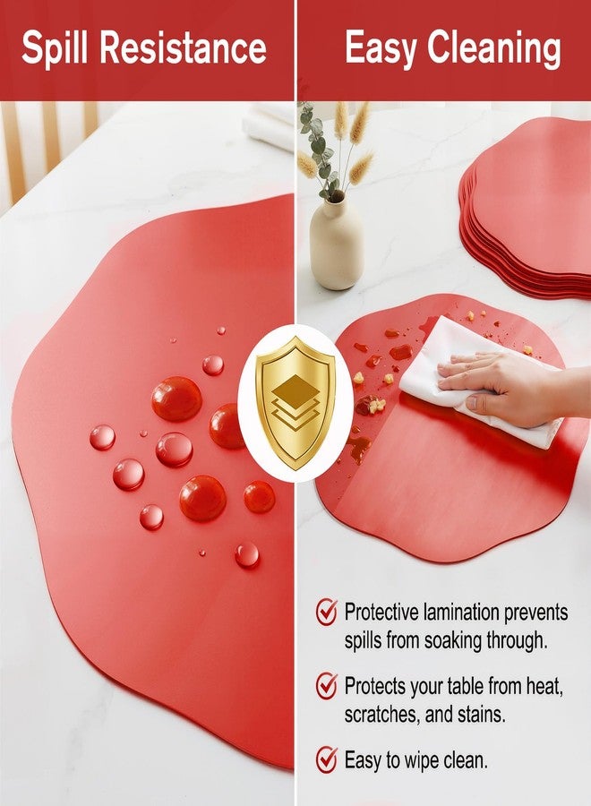 GOH DODD 100 PCS Disposable Paper Placemats, GOH DODD 13" Thicken Mirrored Charger Plates Table Decoration Place Mats for Dinning Kitchen Bridal Shower Baby Shower Banquet Birthday Party Wedding, Round, Red - Image 4