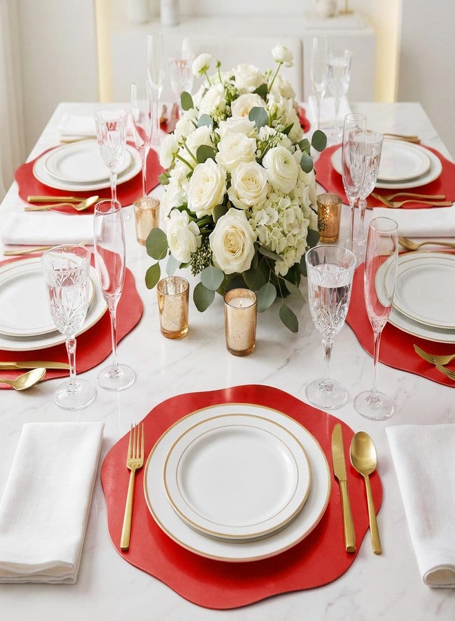 GOH DODD 100 PCS Disposable Paper Placemats, GOH DODD 13" Thicken Mirrored Charger Plates Table Decoration Place Mats for Dinning Kitchen Bridal Shower Baby Shower Banquet Birthday Party Wedding, Round, Red - Image 5