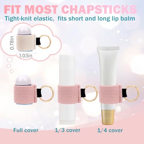 LUCKINEE 4PCS Lip balm Holder Keychain Bulk Lip Gloss Holder Key chain Lipstick Holder KeyChian Mini Lip Balm Holder Compatible with ChapStick, Summer Fridays - Image 2