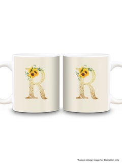 Stylizedd Designer Printed Coffee Mug 11oz Ceramic Personalised Gift Mugs Cup -Custom Monogram Initial Letter Floral Pattern Alphabet - H (Albescent White)  - Image 2