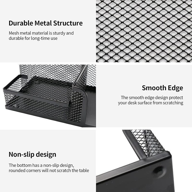 X spring Mesh Desk Organizer Set, 6 Piece Desk Organizer Set, Metal Office Supplies Organizer, Desk Accessories Set For Pens, Paper Clips, Sticky Notes, Small Object Storage - Image 2