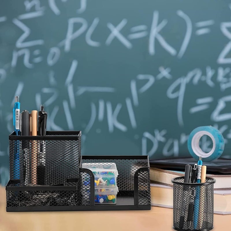 X spring Mesh Desk Organizer Set, 6 Piece Desk Organizer Set, Metal Office Supplies Organizer, Desk Accessories Set For Pens, Paper Clips, Sticky Notes, Small Object Storage - Image 5