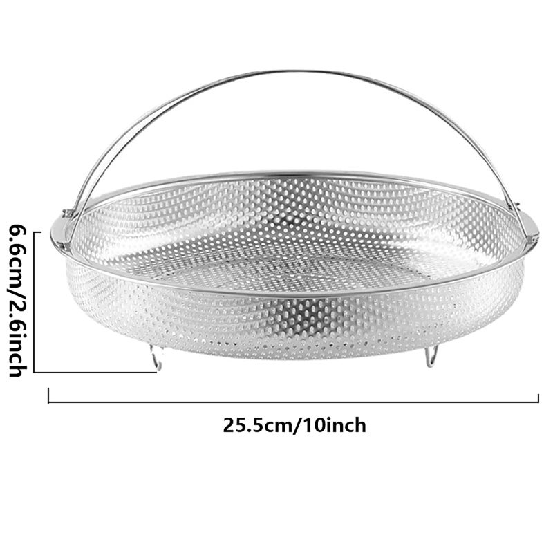 GABANIZ GABANIZ Steamer Basket for Steaming Vegetable Dumplings, Multiple Use as Rice Pasta Fruit Washer, Stainless Steel Food Steamer Basket with Handle and Base Leg  - Image 2