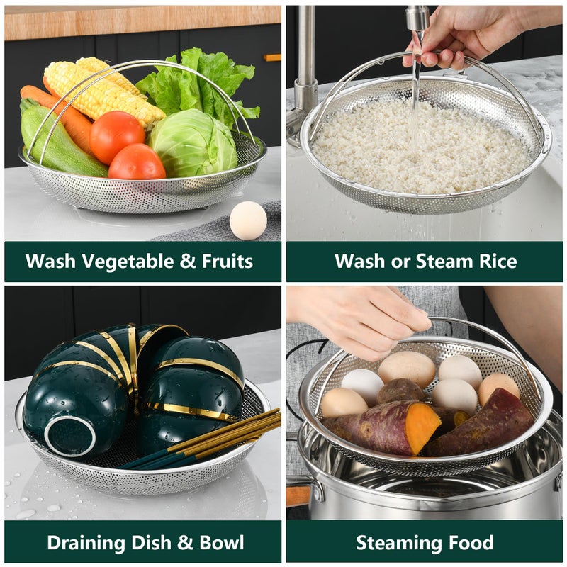 GABANIZ GABANIZ Steamer Basket for Steaming Vegetable Dumplings, Multiple Use as Rice Pasta Fruit Washer, Stainless Steel Food Steamer Basket with Handle and Base Leg  - Image 4