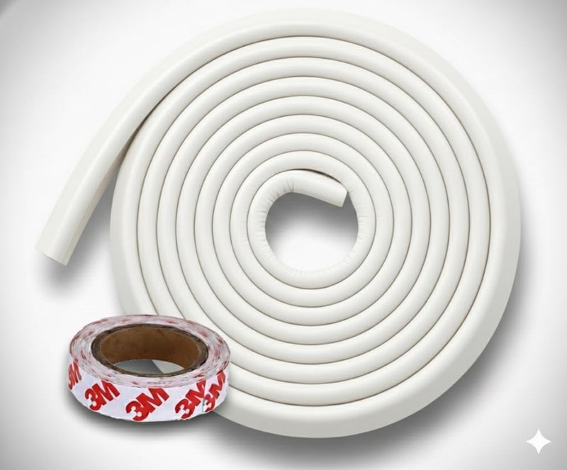Safe-O-Kid®(Pack of 2) Baby Proofing 2 Meter, Edge Corner Guards with 3M Adhesive Tape Extra Thick Furniture Corner Cushion for Child Safety Corner Protector for Baby Edge Guard Strips BPA Free White - Image 1