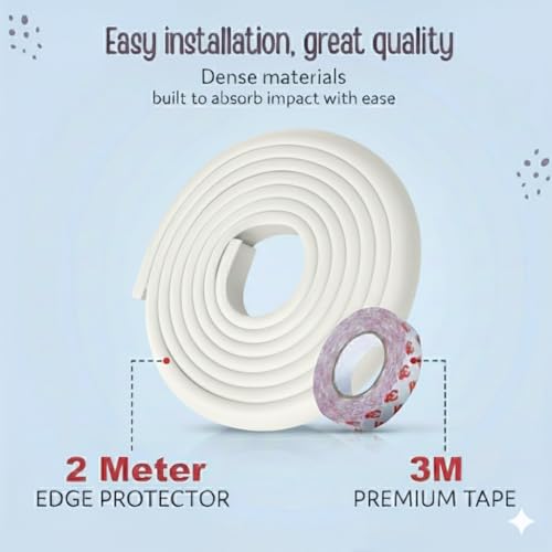 Safe-O-Kid®(Pack of 2) Baby Proofing 2 Meter, Edge Corner Guards with 3M Adhesive Tape Extra Thick Furniture Corner Cushion for Child Safety Corner Protector for Baby Edge Guard Strips BPA Free White - Image 4