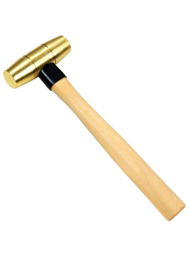 WEDO Brass Hammer 1-1/2lb,Wooden Hammer,Sledge Hammer,Solid Brass Mallet Hammer,Wooden Hammer Handle,Length 320mm,Die-Forged, Corrosion Resistant, DIN Standard - Image 1