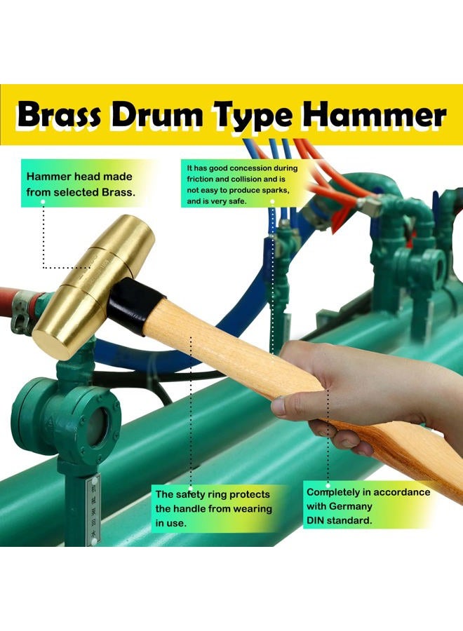 WEDO Brass Hammer 1-1/2lb,Wooden Hammer,Sledge Hammer,Solid Brass Mallet Hammer,Wooden Hammer Handle,Length 320mm,Die-Forged, Corrosion Resistant, DIN Standard - Image 5