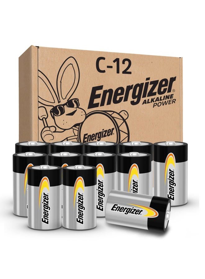 Energizer بطاريات قلوية من نوع C (12 عبوة) ، بطاريات قلوية من نوع C تدوم طويلاً - Image 1