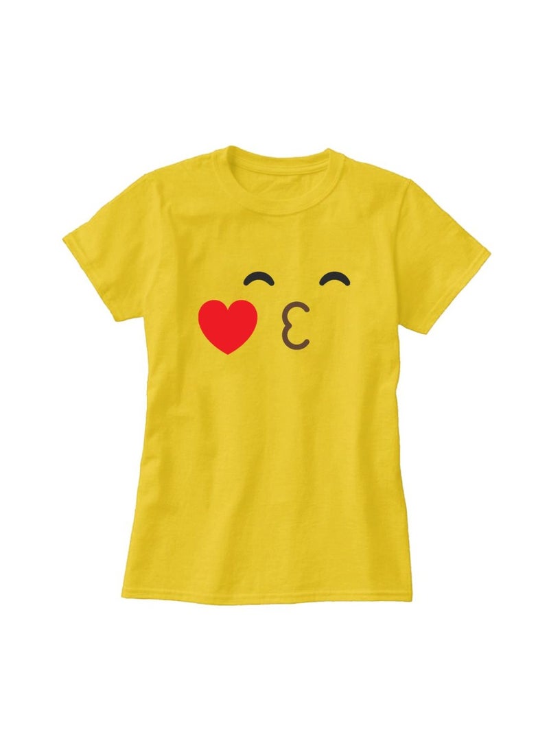 PRINTSHOP4ME - Adult Yellow Smiley Face T-Shirt Unisex Round Neck Short Sleeve Cotton T-Shirt-Soft And Comfortable Tshirt - Image 1