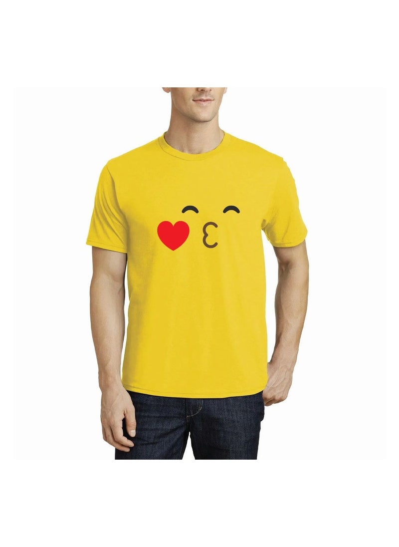 PRINTSHOP4ME - Adult Yellow Smiley Face T-Shirt Unisex Round Neck Short Sleeve Cotton T-Shirt-Soft And Comfortable Tshirt - Image 1