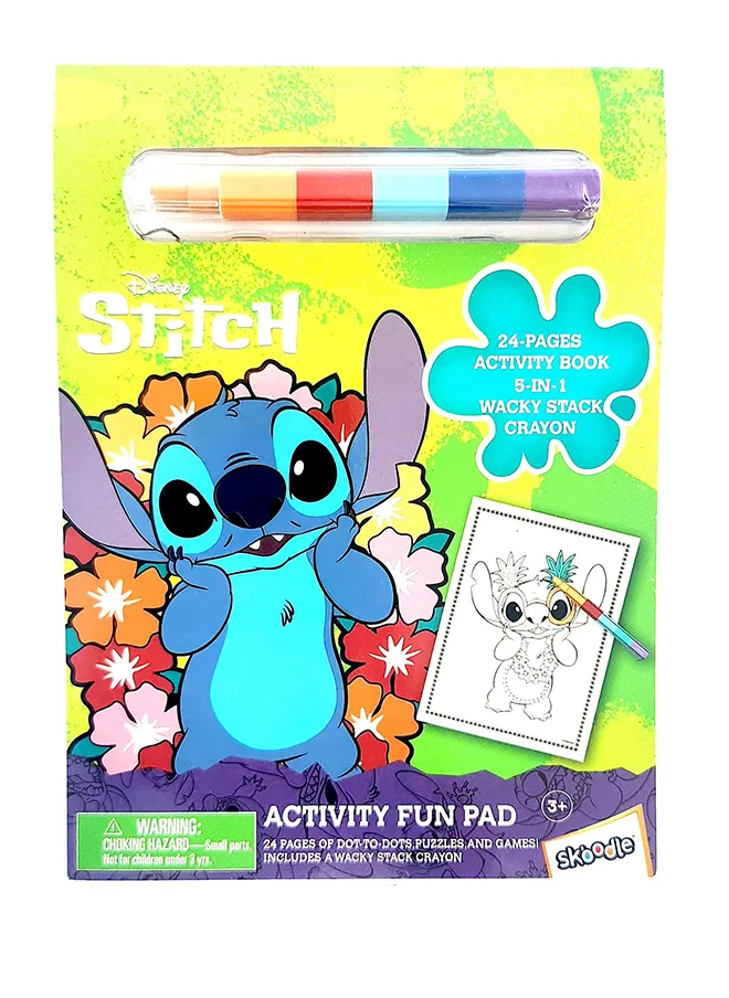 ديزني Stitch Activity Fun Pad with Stackable Crayon