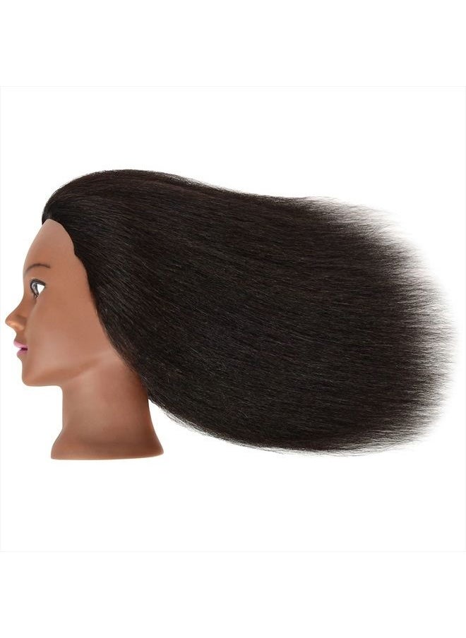 QACIEH - Mannequin Head 100% Real Human Hair for Hairdresser Practice Styling Braiding Manikin Cosmetology Doll Training Head with Stand - Image 1