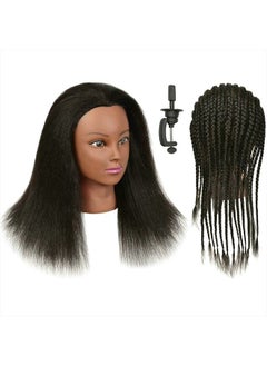 Mannequin Head 100% Real Human Hair for Hairdresser Practice Styling Braiding Manikin Cosmetology Doll Training Head with Stand