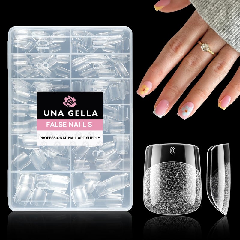 UNA GELLA Extra Short Square Nail Tips XS 216pcs Pre-Shape Extra Short Square Press on Nails Gel Tips Full Cover Acrylic Nails False Nails for DIY Salon 12 Sizes - Image 1