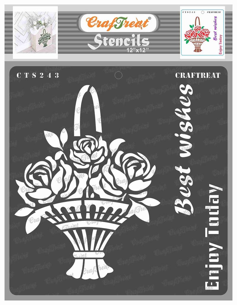 CrafTreat Stencil - Best Wishes | Reusable Painting Template for Art and Craft, Mixed Media, Wall Painting, Home Decor, DIY Albums, Card Making and Fabric Painting, 12"x12" - Image 1