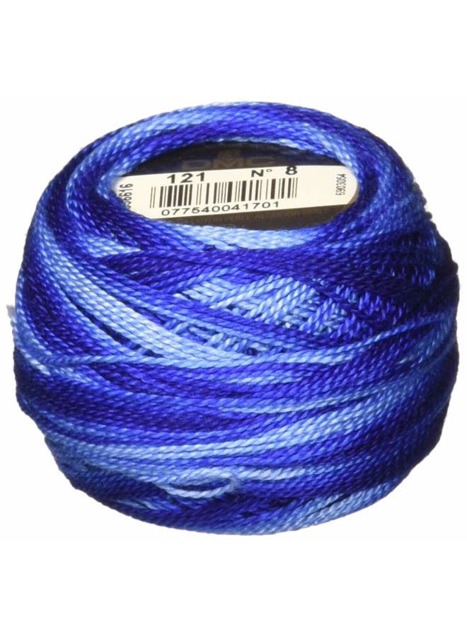116 8-121 Pearl Cotton Thread Balls, Variegated Duft Blue, Size 8