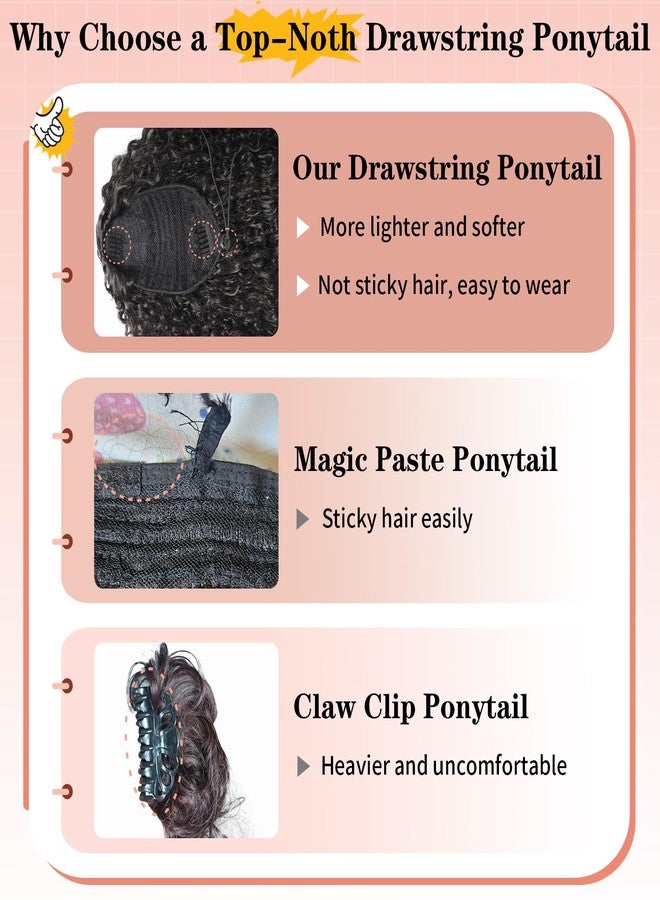 Lexqui Drawstring Ponytail Extension for Black Women Deep Curly Ponytail Extension Synthetic Mixed with Human Hair Hairpieces Natural Afro Kinky Curly Pony Tail for Daily Wear ，Off Black 27.5 inches - Image 5